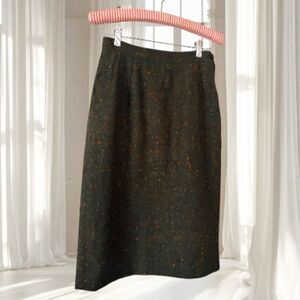 VTG Valentino Miss V Green Marbled Wool Pencil Skirt Size XS/S